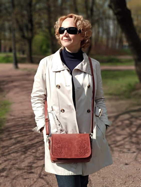 Женская сумка Natalia Kalinovskaya, «Спринг» с тиснением рыжая 
