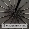 Зонт мужской Popular 2600-MN 12 спиц чёрный, полный автомат, ручка крюк пластик